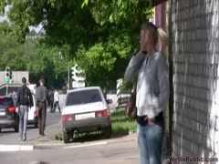 Once again, a Russian sex worker gets her jeans wet in public.